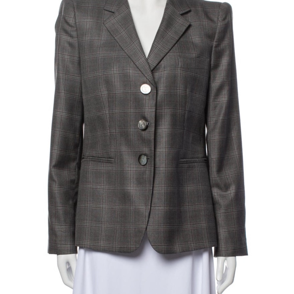 Giorgio Armani Virgin Wool Plaid Blazer